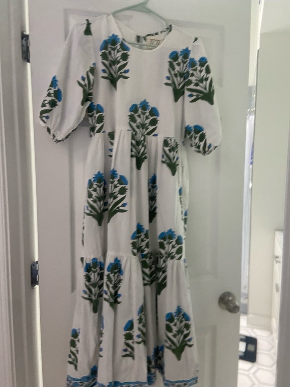 SZ Blockprints Gaia dress in cornflower blue- size small